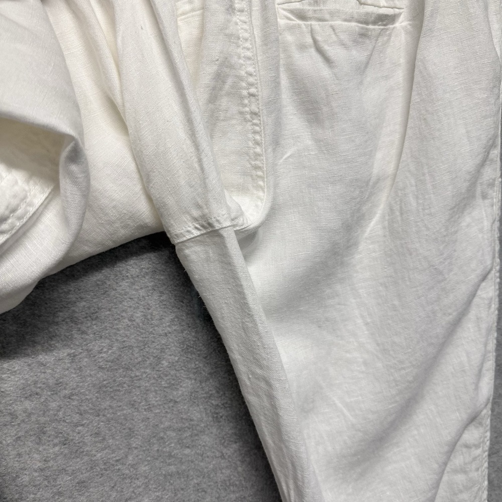 Athleta Cabo Tide 100% Linen Jogger Pants White Womens Size 16 Drawstring Pullon - Picture 11 of 16